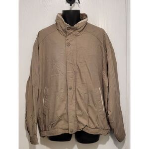 Members Only Tan Zip Up‎ Men's Jacket Adult Sz L Vintage Beige Preppy Workwear